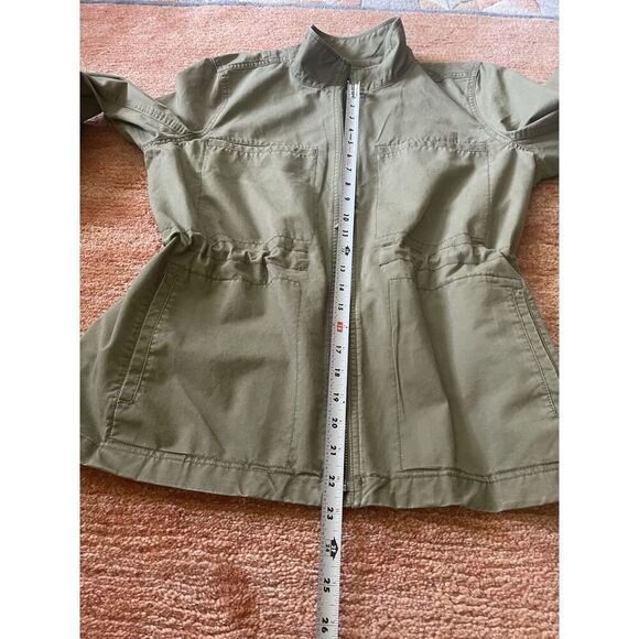 J.Crew Olive Utility Jacket L Zip Front Drawstring Waist 100% Cotton  Fits M - Picture 4 of 10